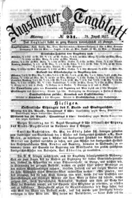 Augsburger Tagblatt Montag 24. August 1857