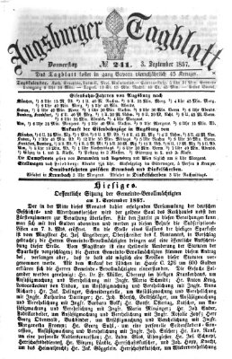 Augsburger Tagblatt Donnerstag 3. September 1857