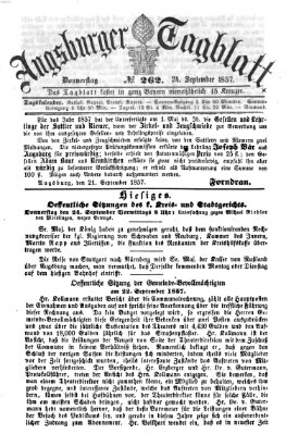 Augsburger Tagblatt Donnerstag 24. September 1857