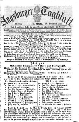 Augsburger Tagblatt Montag 28. September 1857