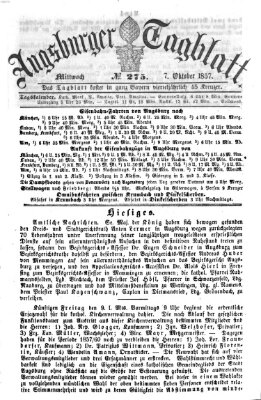 Augsburger Tagblatt Mittwoch 7. Oktober 1857