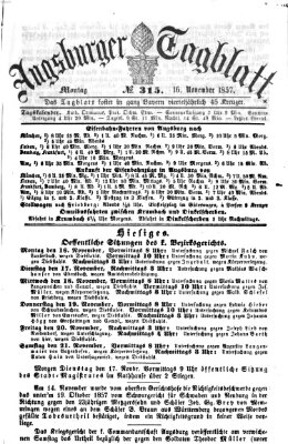 Augsburger Tagblatt Montag 16. November 1857