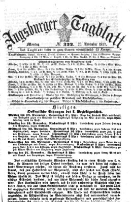 Augsburger Tagblatt Montag 23. November 1857