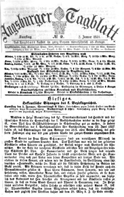 Augsburger Tagblatt Samstag 2. Januar 1858