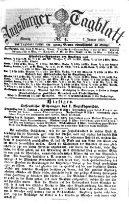 Augsburger Tagblatt Montag 4. Januar 1858