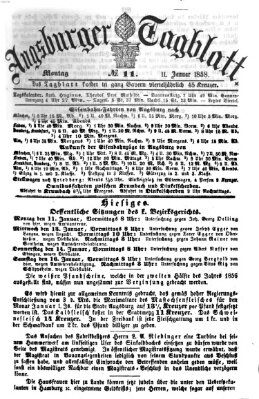 Augsburger Tagblatt Montag 11. Januar 1858