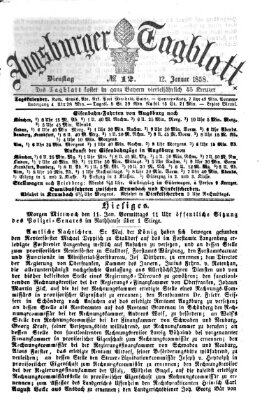 Augsburger Tagblatt Dienstag 12. Januar 1858