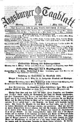 Augsburger Tagblatt Montag 1. März 1858