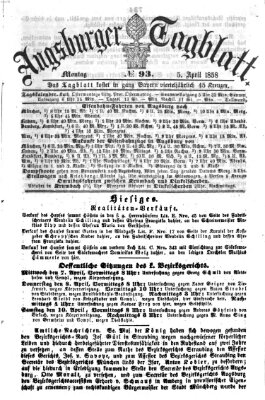 Augsburger Tagblatt Montag 5. April 1858