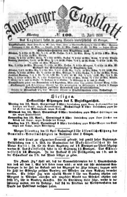 Augsburger Tagblatt Montag 12. April 1858