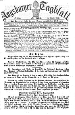 Augsburger Tagblatt Freitag 16. April 1858