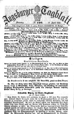 Augsburger Tagblatt Sonntag 18. April 1858