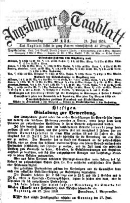 Augsburger Tagblatt Donnerstag 24. Juni 1858