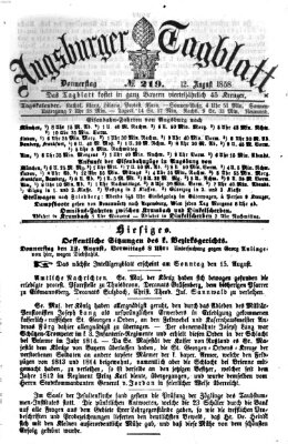 Augsburger Tagblatt Donnerstag 12. August 1858