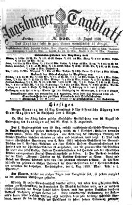 Augsburger Tagblatt Freitag 13. August 1858