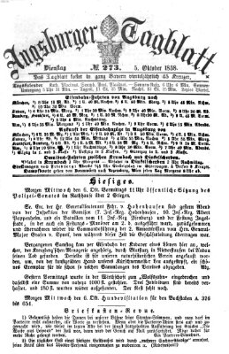 Augsburger Tagblatt Dienstag 5. Oktober 1858