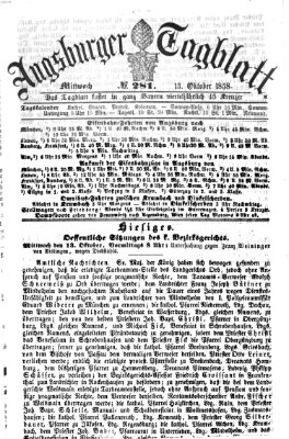 Augsburger Tagblatt Mittwoch 13. Oktober 1858