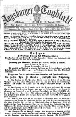 Augsburger Tagblatt Mittwoch 17. November 1858