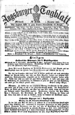 Augsburger Tagblatt Mittwoch 1. Dezember 1858