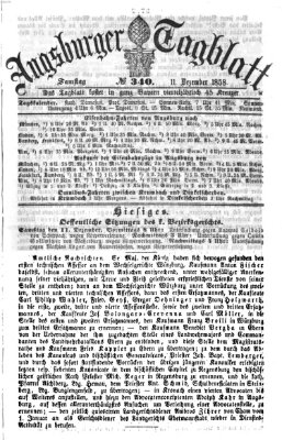 Augsburger Tagblatt Samstag 11. Dezember 1858