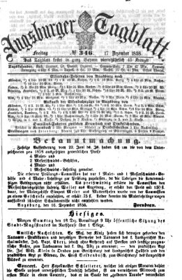 Augsburger Tagblatt Freitag 17. Dezember 1858