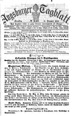 Augsburger Tagblatt Samstag 18. Dezember 1858