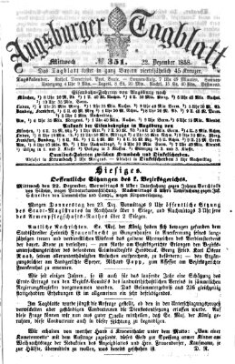 Augsburger Tagblatt Mittwoch 22. Dezember 1858