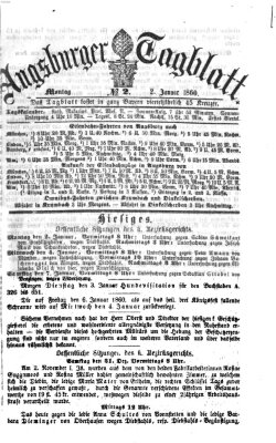 Augsburger Tagblatt Montag 2. Januar 1860