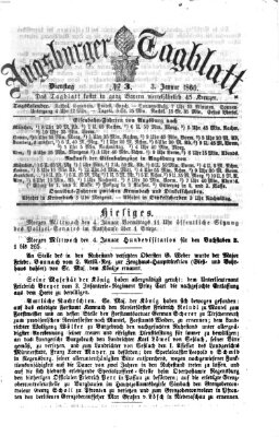 Augsburger Tagblatt Dienstag 3. Januar 1860