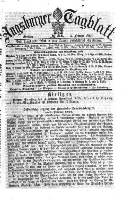 Augsburger Tagblatt Freitag 3. Februar 1860