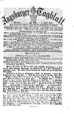 Augsburger Tagblatt Montag 2. April 1860