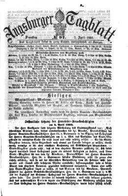 Augsburger Tagblatt Samstag 7. April 1860