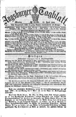 Augsburger Tagblatt Montag 23. April 1860