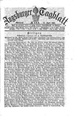 Augsburger Tagblatt Mittwoch 25. April 1860