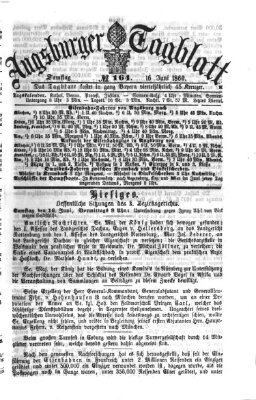 Augsburger Tagblatt Samstag 16. Juni 1860