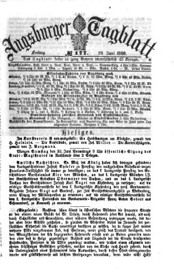 Augsburger Tagblatt Freitag 29. Juni 1860