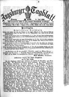 Augsburger Tagblatt Sonntag 15. Juli 1860