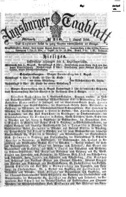 Augsburger Tagblatt Mittwoch 1. August 1860