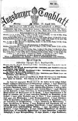 Augsburger Tagblatt Montag 27. August 1860