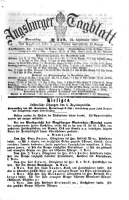 Augsburger Tagblatt Donnerstag 20. September 1860