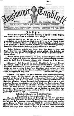 Augsburger Tagblatt Freitag 28. September 1860