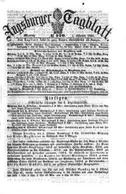 Augsburger Tagblatt Montag 1. Oktober 1860