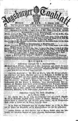 Augsburger Tagblatt Mittwoch 3. Oktober 1860