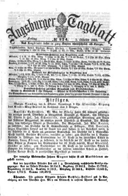 Augsburger Tagblatt Freitag 5. Oktober 1860