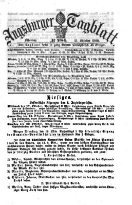 Augsburger Tagblatt Montag 15. Oktober 1860