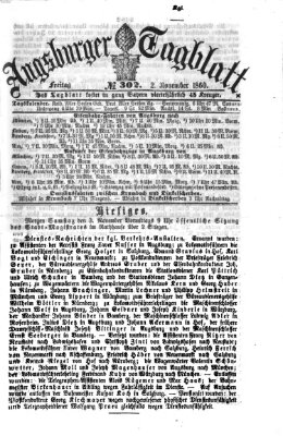 Augsburger Tagblatt Freitag 2. November 1860