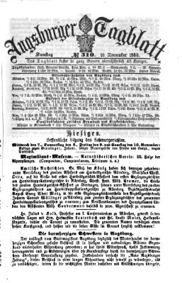 Augsburger Tagblatt Samstag 10. November 1860