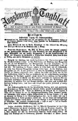 Augsburger Tagblatt Mittwoch 14. November 1860