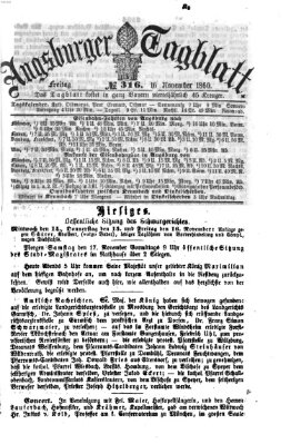 Augsburger Tagblatt Freitag 16. November 1860