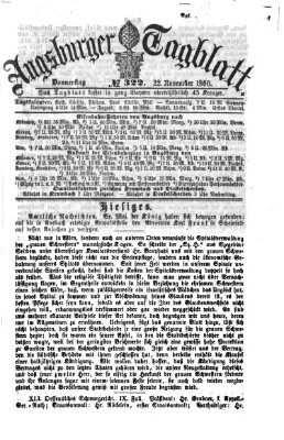 Augsburger Tagblatt Donnerstag 22. November 1860